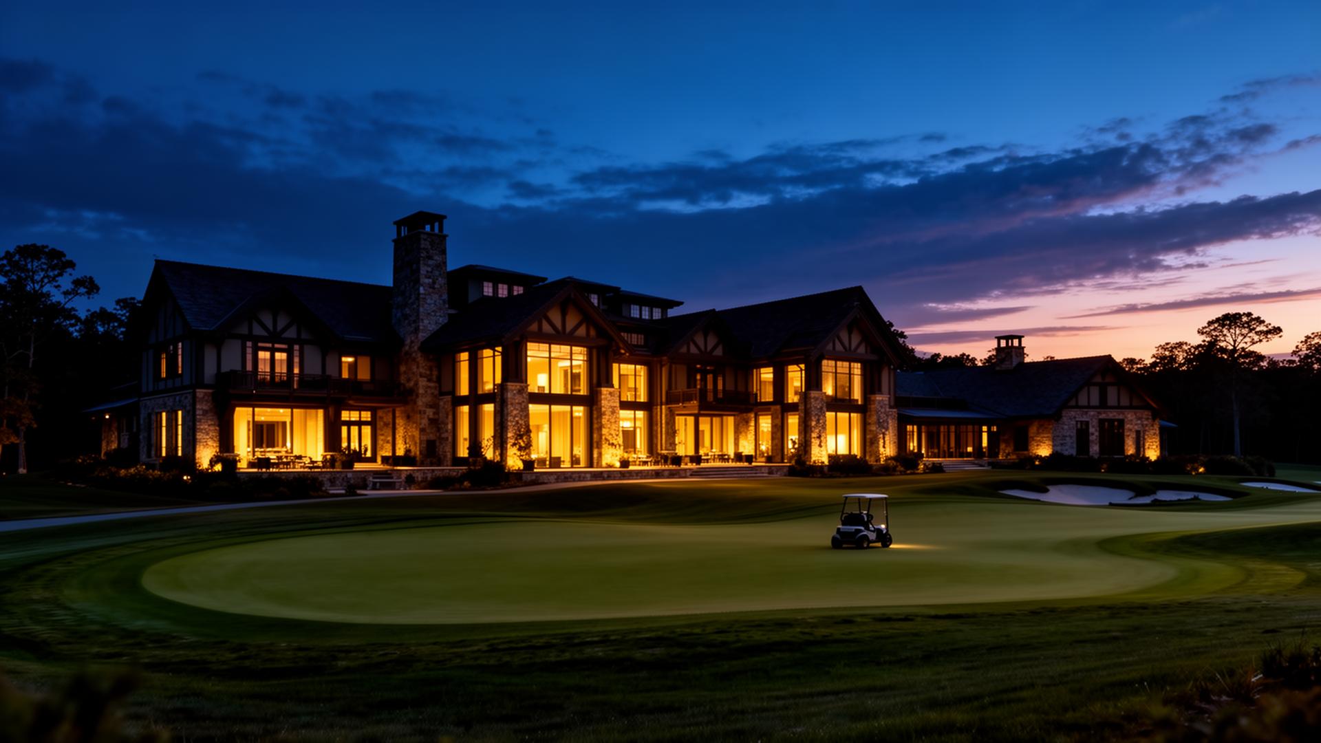 The Blackstone clubhouse at dusk